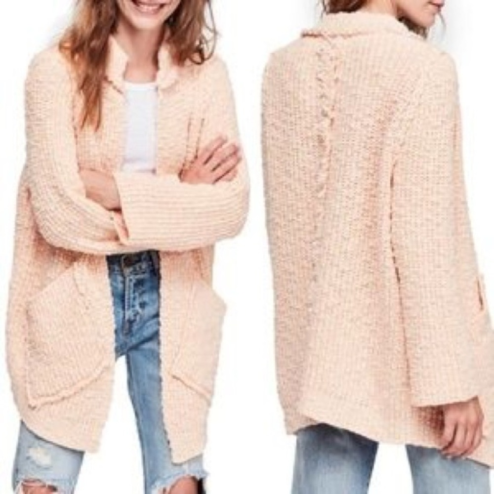 Free People Chunky Knitted Open Flow Jacket/Cardigan/Sweater Sz SP - Picture 6 of 6